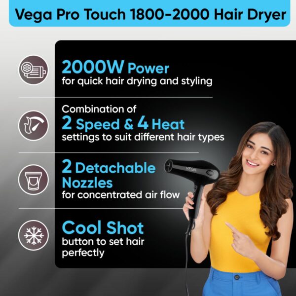 Vega Hair Dryer For Men & Women | Cool Shut Button | - Image 3