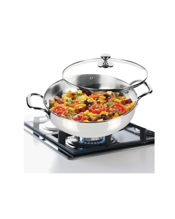 Stainless Steel Bottom Kadhai with Glass-Milton - Image 2
