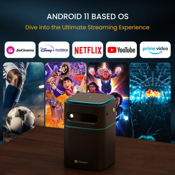 Portronics Pico 12 Portable Smart Projector – Android 11, 4K Ultra HD Support. - Image 2