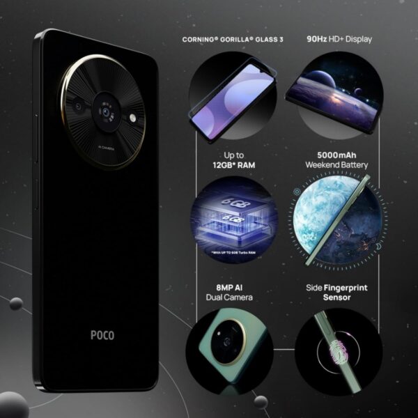 POCO C61 Diamond Dust Black 4GB RAM 64GB ROM - Image 4