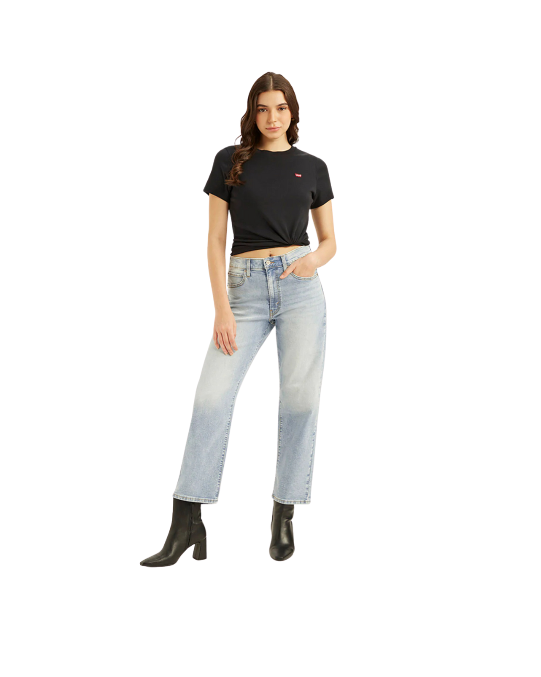 Blue Baggy Fit Mid Rise Jeans