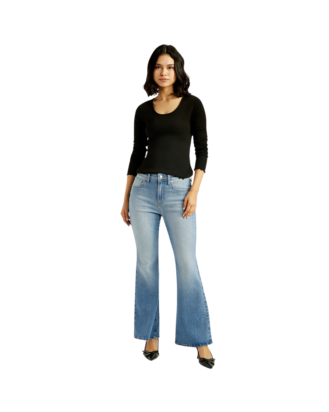 Blue Slim Flared Fit High Rise Jeans