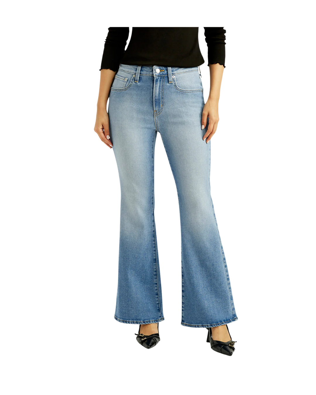 Blue Slim Flared Fit High Rise Jeans - Image 3